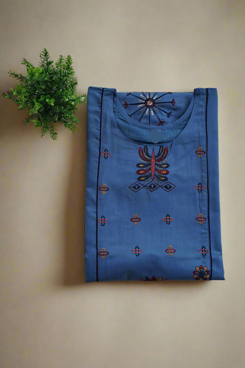 Cadet Blue Embroidered Kurta
