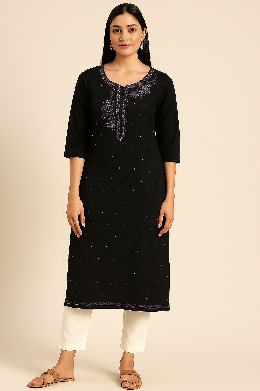 Elegant Black Embroidered Kurta