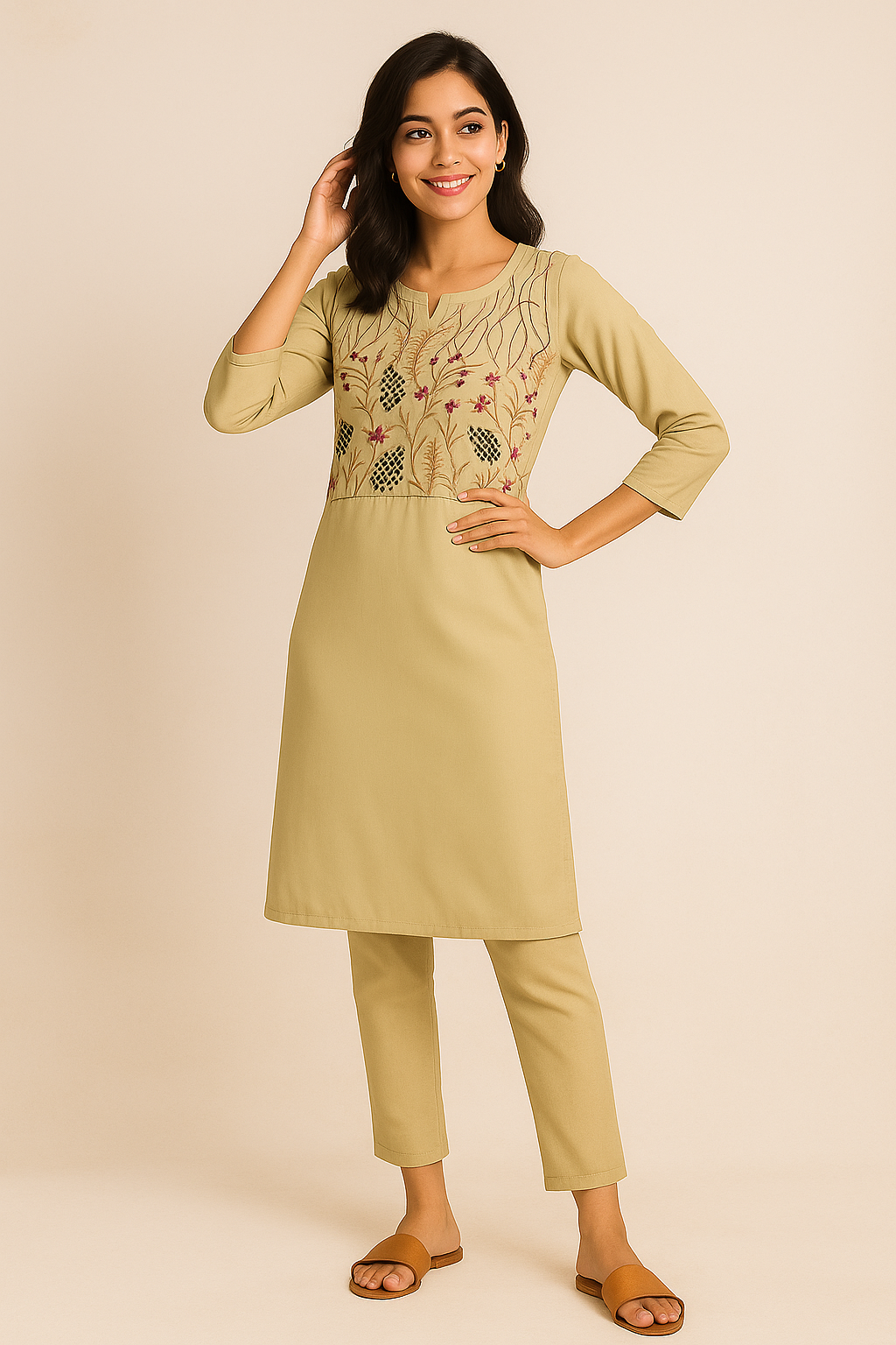 Embroidered Pure Cotton Kurta