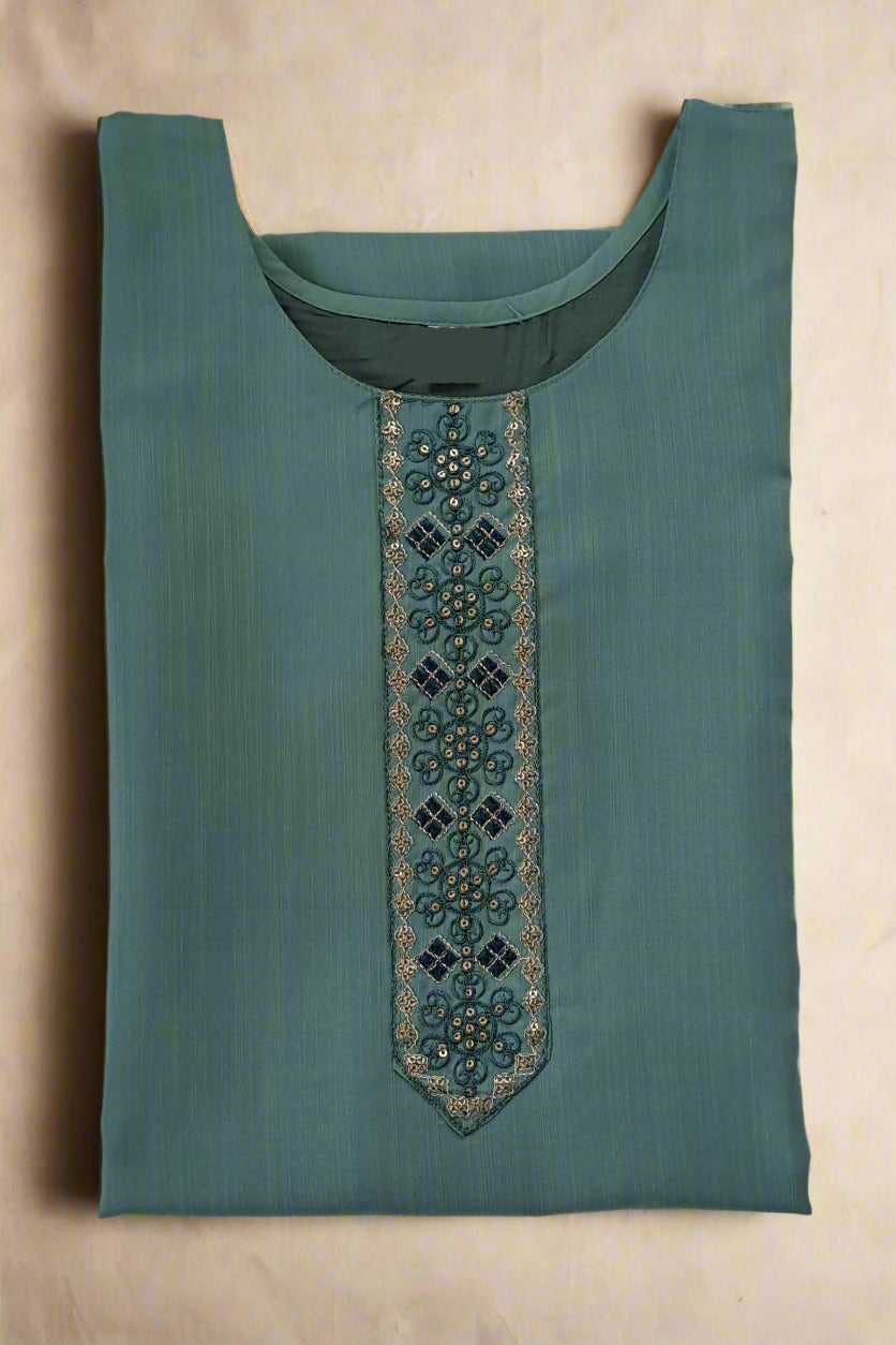 Teal Blue, embroidered Kurta