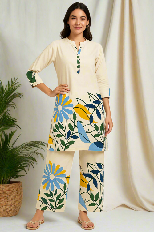 Elegant Off-White Khadi Co-Ord Set