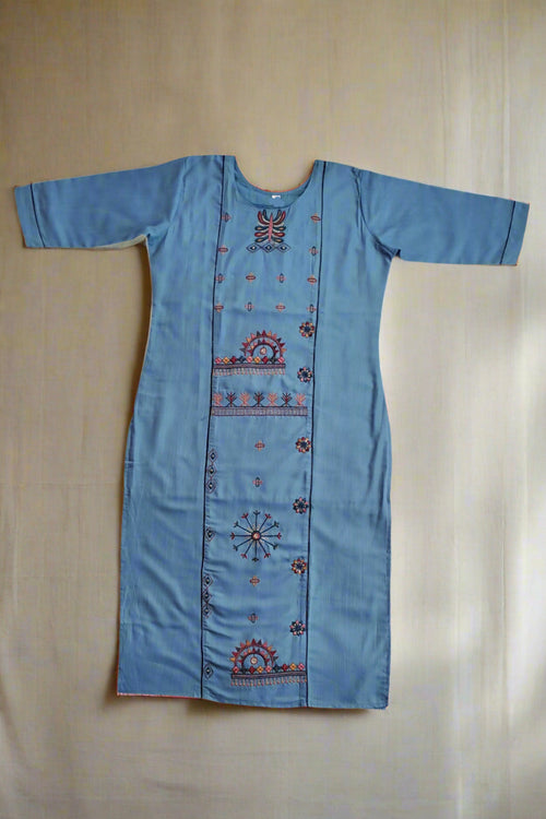 Cadet Blue Embroidered Kurta