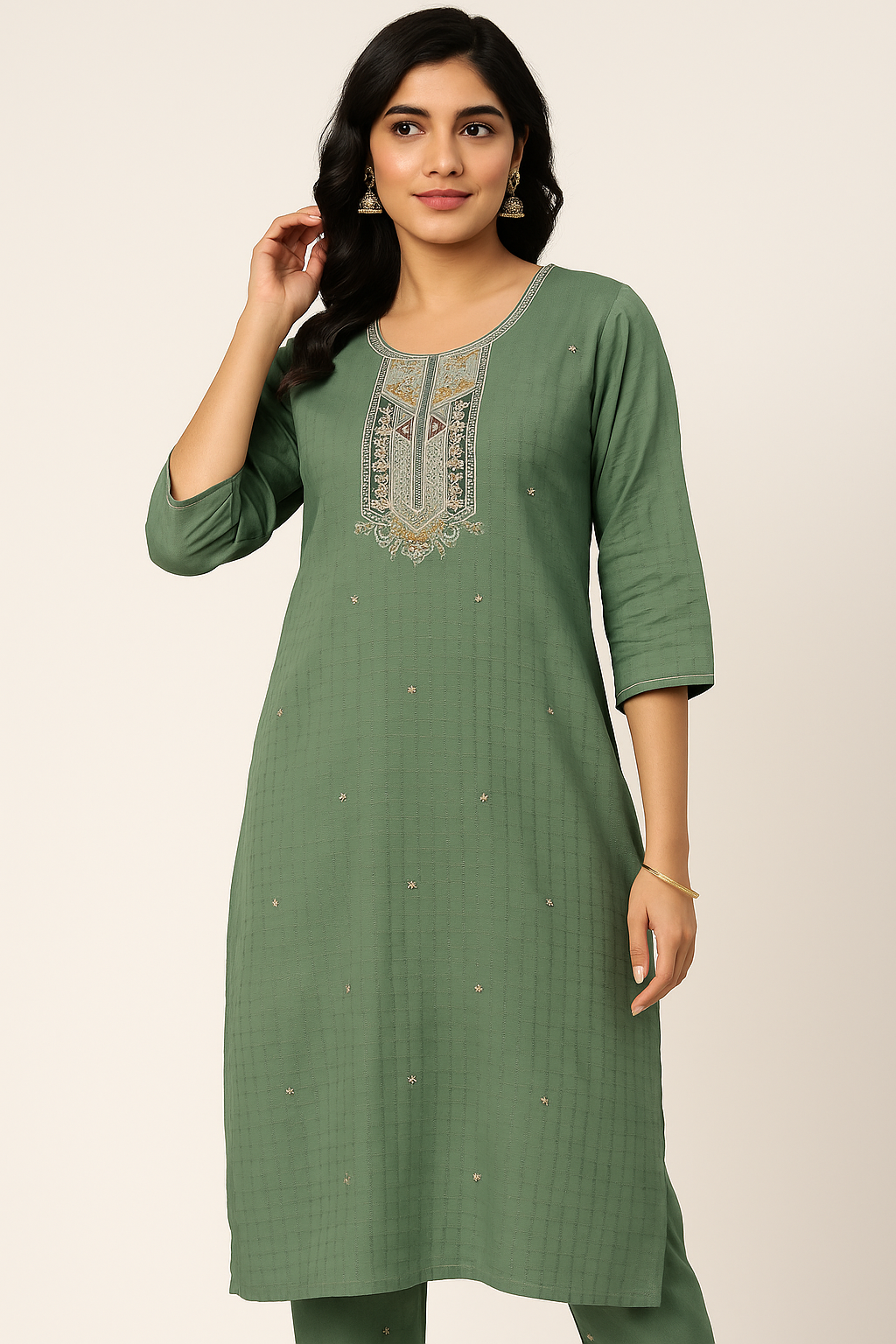 Laurel Green Embroidered Kurta